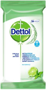 Dettol Chusteczki Antybakteryjne o zapachu limonki z miętą